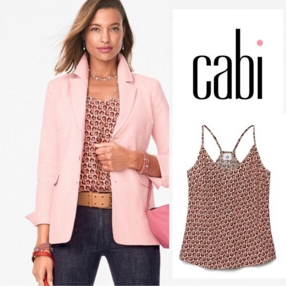 CAbi Tops - CABI Poem Cami Pink & Red Sz Large #5737 NWOT